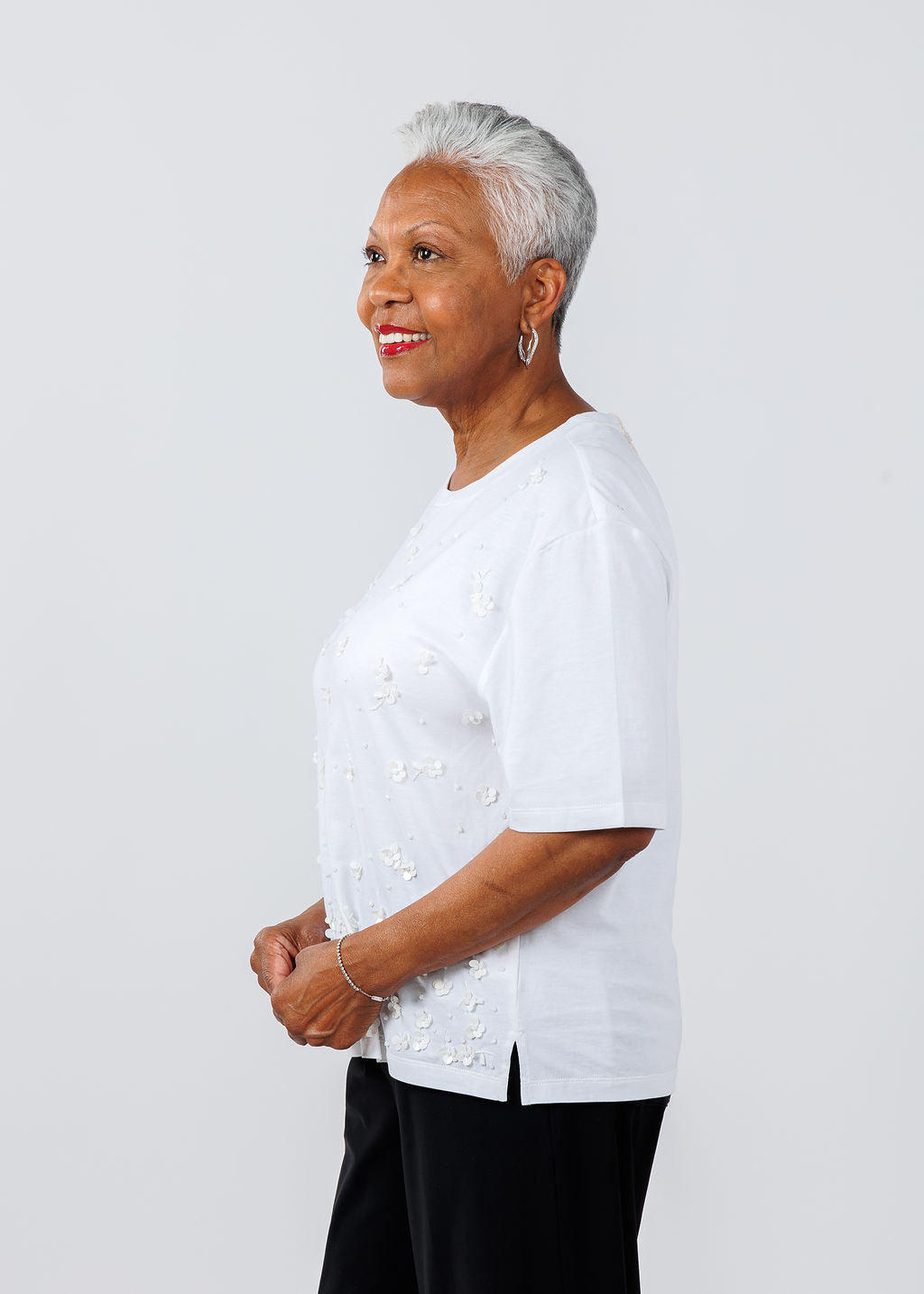 Vilagallo Flores Bordado Top in White available at Barbara Katz