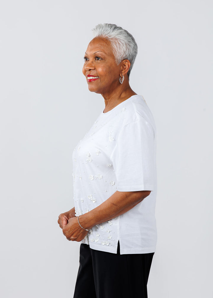 Vilagallo Flores Bordado Top in White available at Barbara Katz