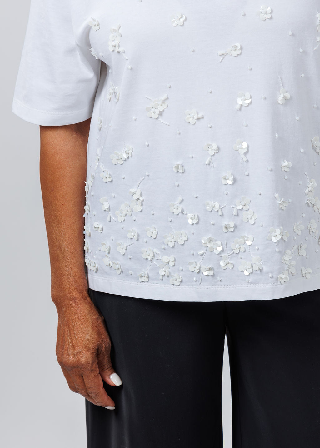 Vilagallo Flores Bordado Top in White available at Barbara Katz