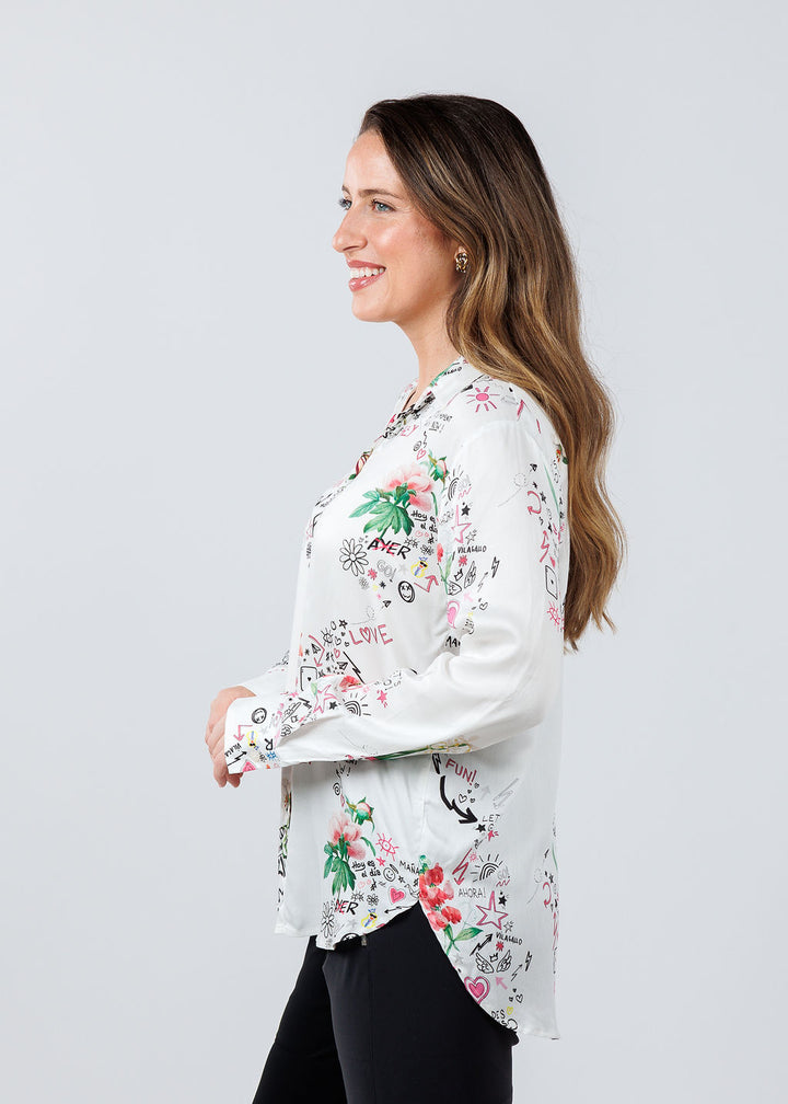Vilagallo Gaby Graffiti Print Shirt available at Barbara Katz