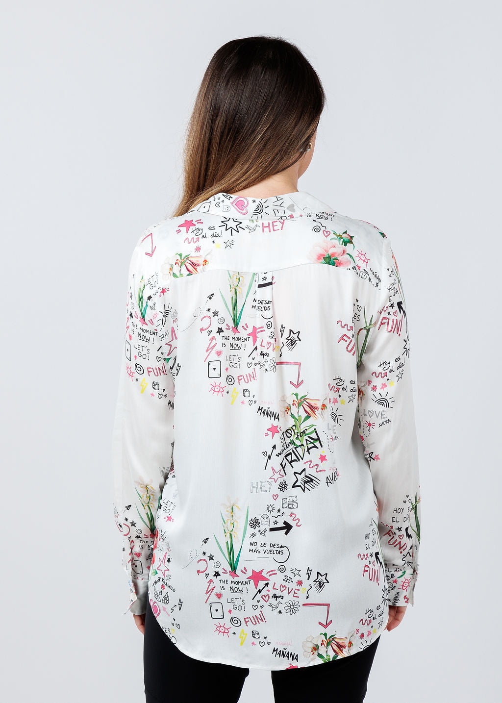 Vilagallo Gaby Graffiti Print Blouse available at Barbara Katz