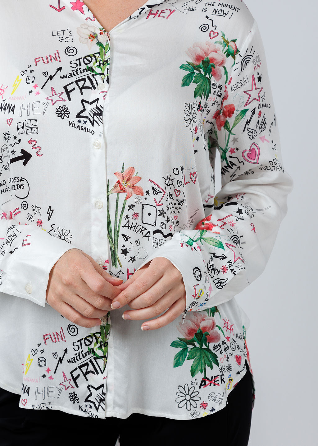 Vilagallo Gaby Graffiti Print Shirt available at Barbara Katz