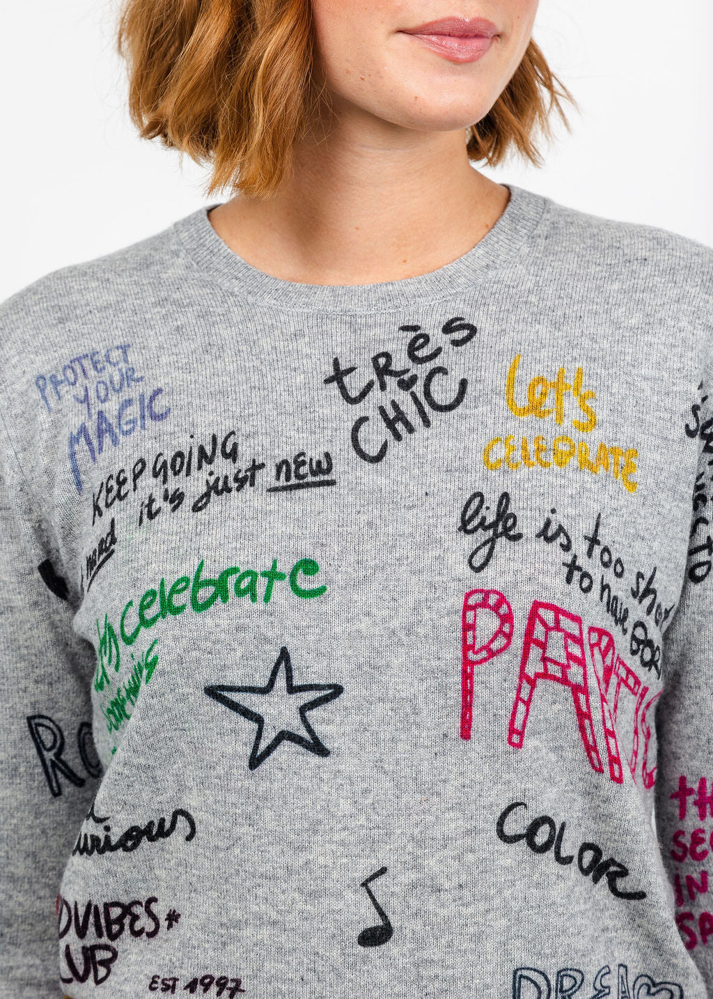 Vilagallo Graffiti Ferris Wheel Sweater - Grey available at Barbara Katz