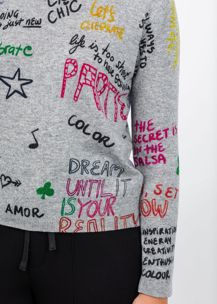 Vilagallo Graffiti Ferris Wheel Sweater - Grey available at Barbara Katz