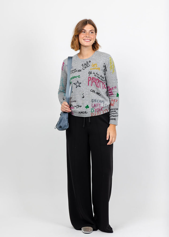 Vilagallo Graffiti Ferris Wheel Sweater - Grey available at Barbara Katz