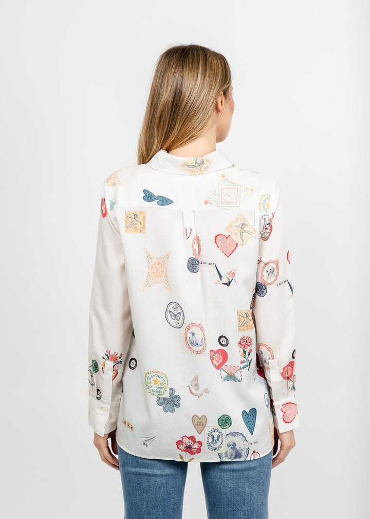 Vilagallo I Love You Shirt - Off White available at Barbara Katz