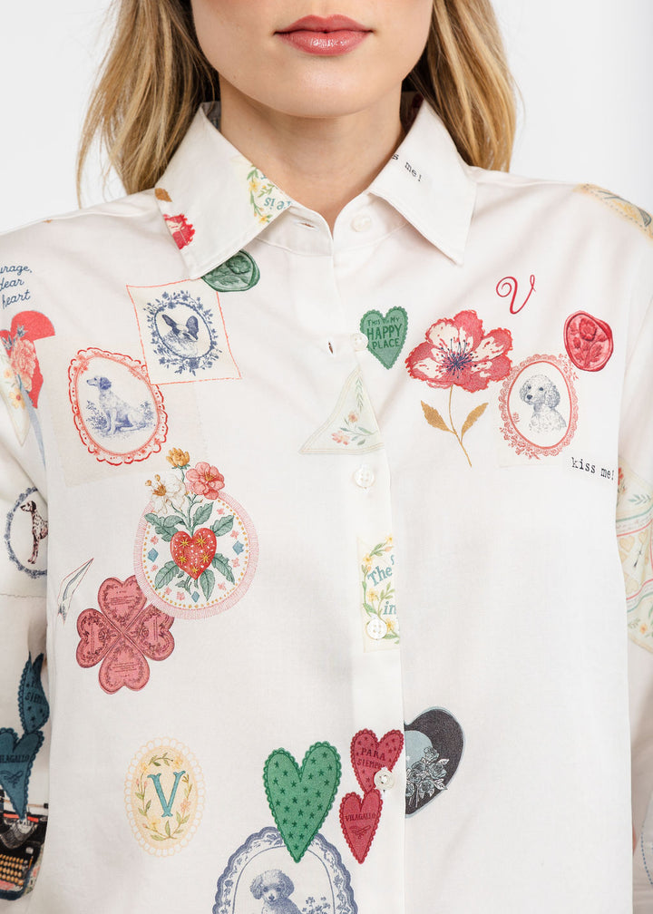 Vilagallo I Love You Shirt - Off White available at Barbara Katz