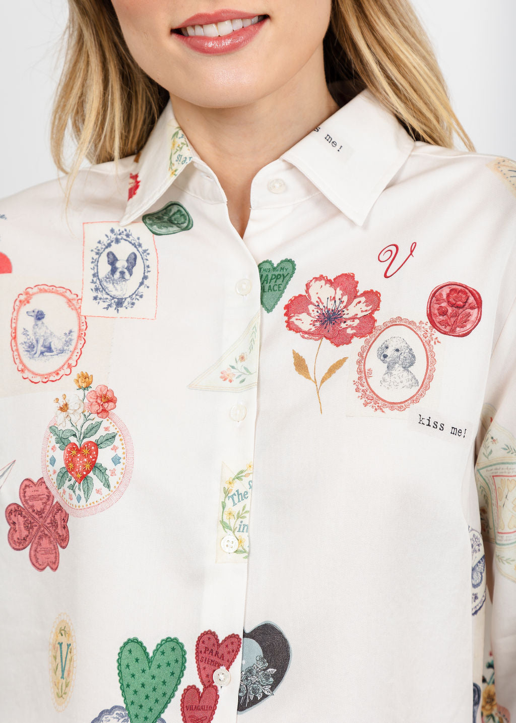 Vilagallo I Love You Shirt - Off White available at Barbara Katz