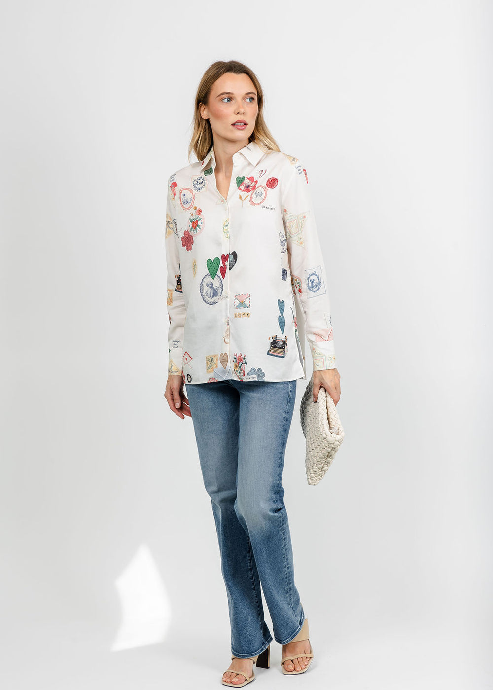 Vilagallo I Love You Shirt - Off White available at Barbara Katz