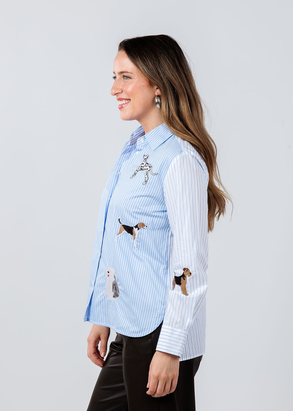 Vilagallo Isa Dogs Shirt in Blue/White available at Barbara Katz