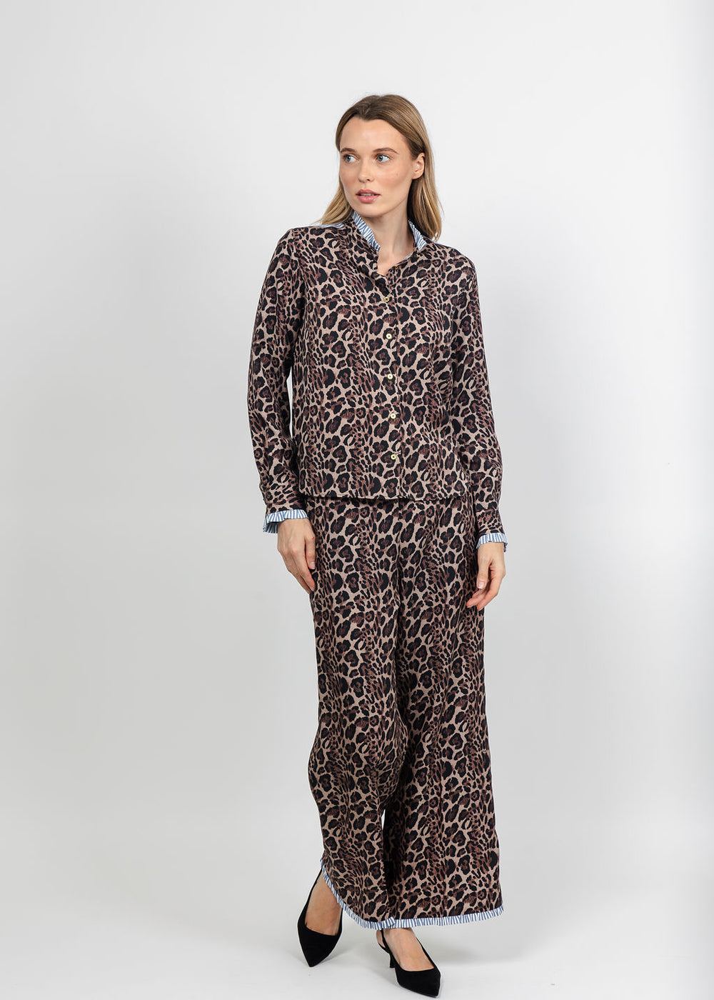 Vilagallo Leopard Blouse and Pants available at Barbara Katz