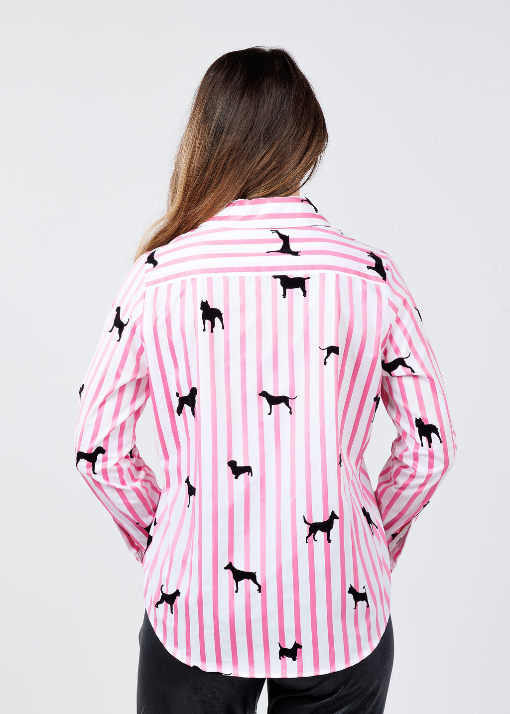 Vilagallo Mafalda Dogs Stripes Shirt available at Barbara Katz