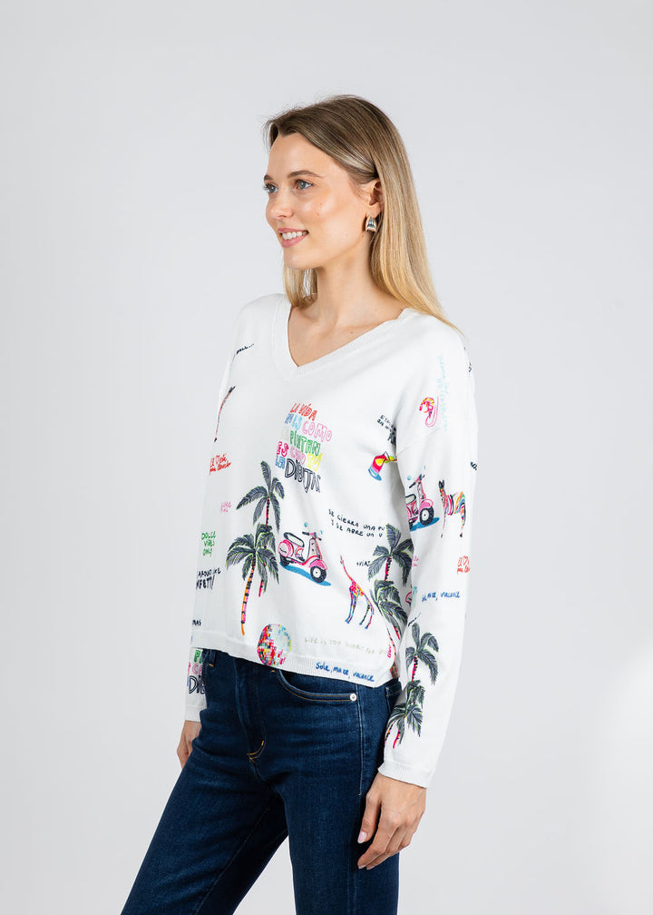 Vilagallo Martina Quirky Print Sweater available at Barbara Katz