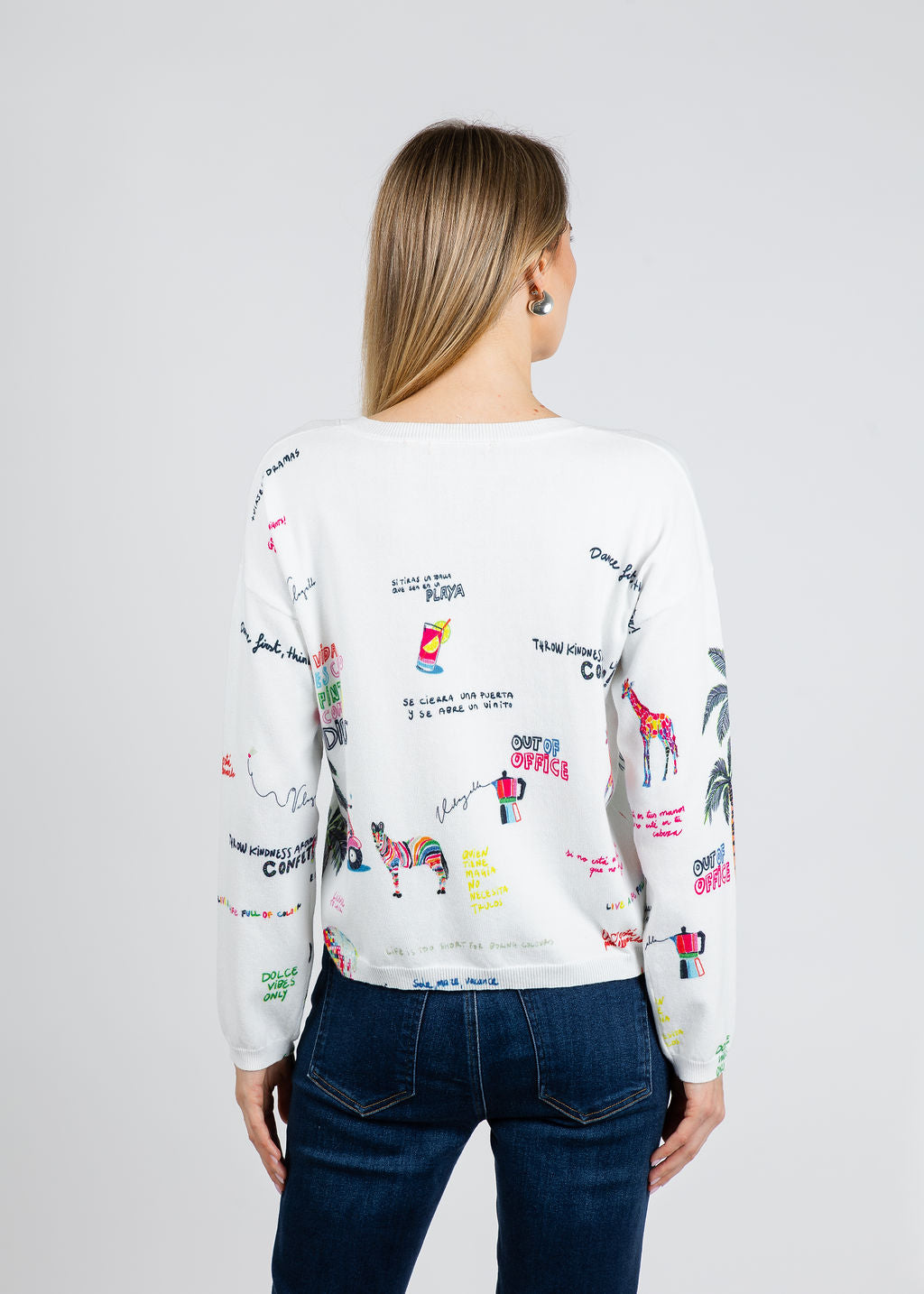 Vilagallo Martina Quirky Print Sweater available at Barbara Katz