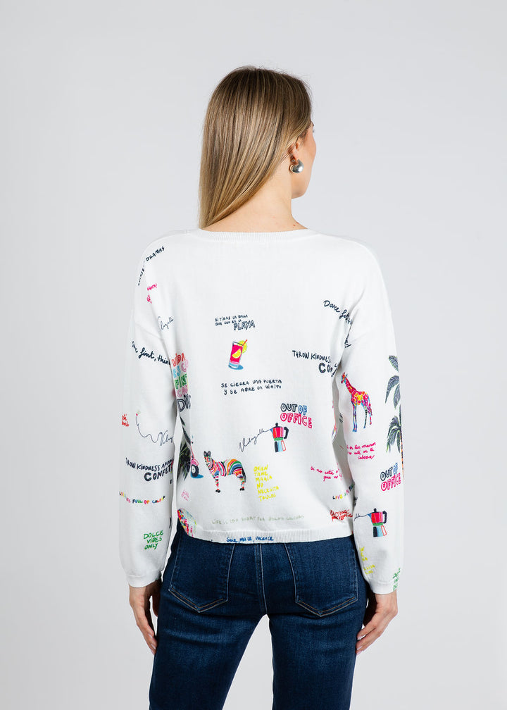 Vilagallo Martina Quirky Print Sweater available at Barbara Katz