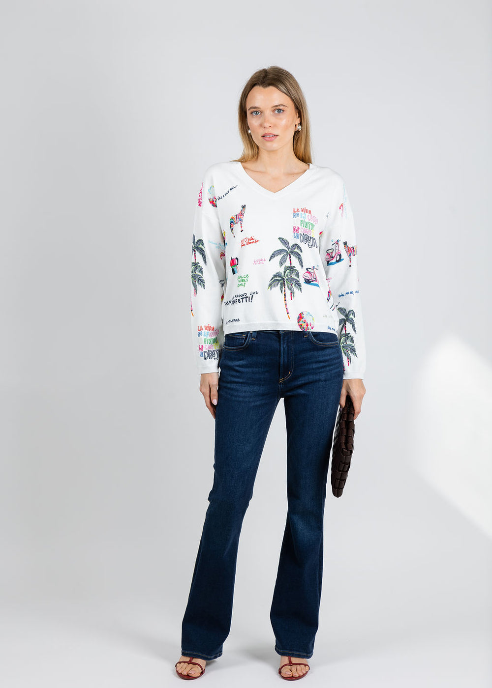 Vilagallo Martina Quirky Print Sweater available at Barbara Katz