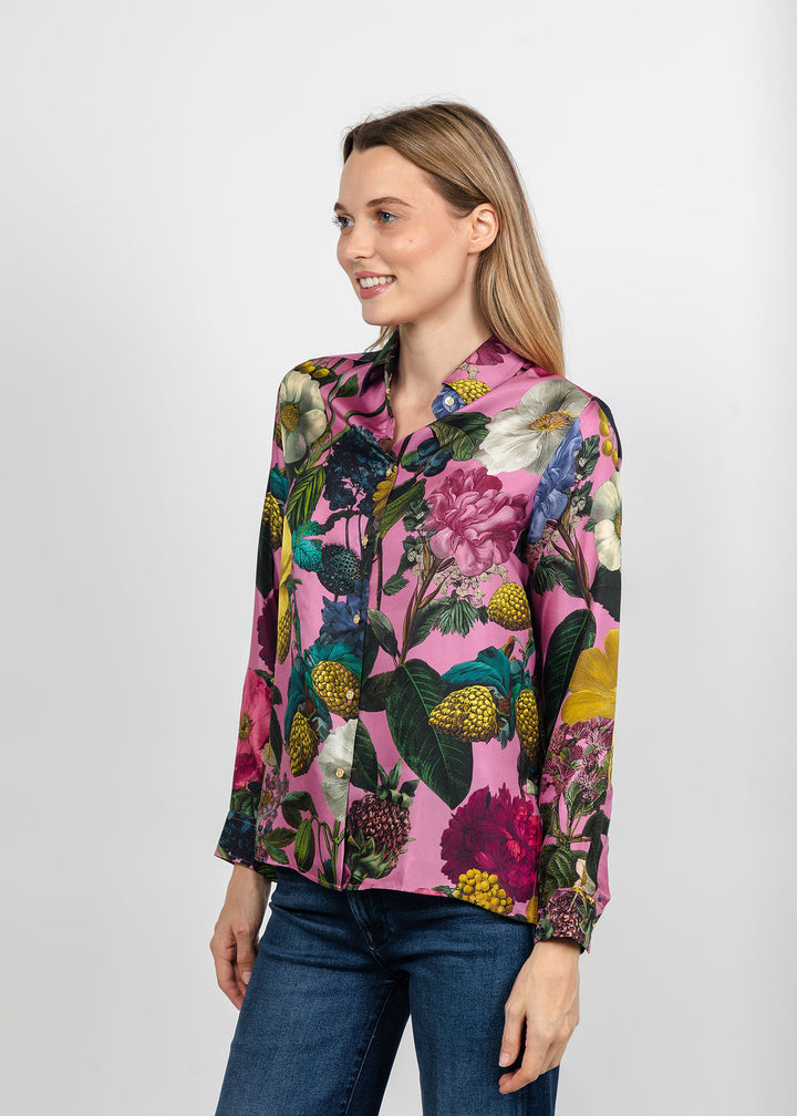 Vilagallo Moody Floral Blouse in Pink Multi available at Barbara Katz