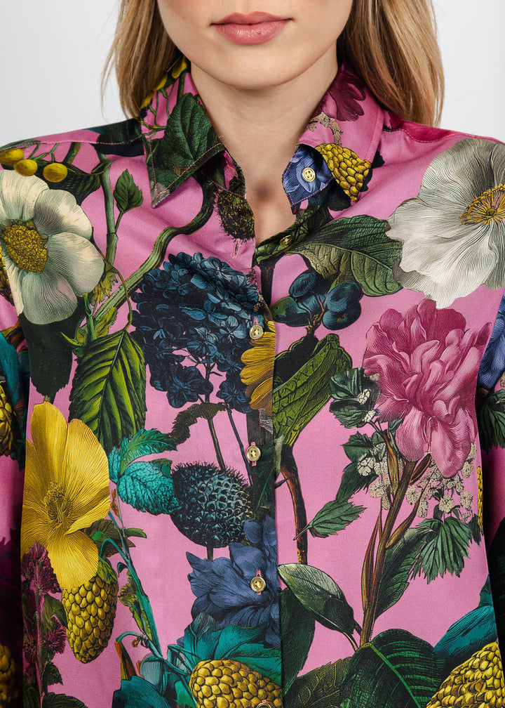 Vilagallo Moody Floral Blouse in Pink Multi available at Barbara Katz