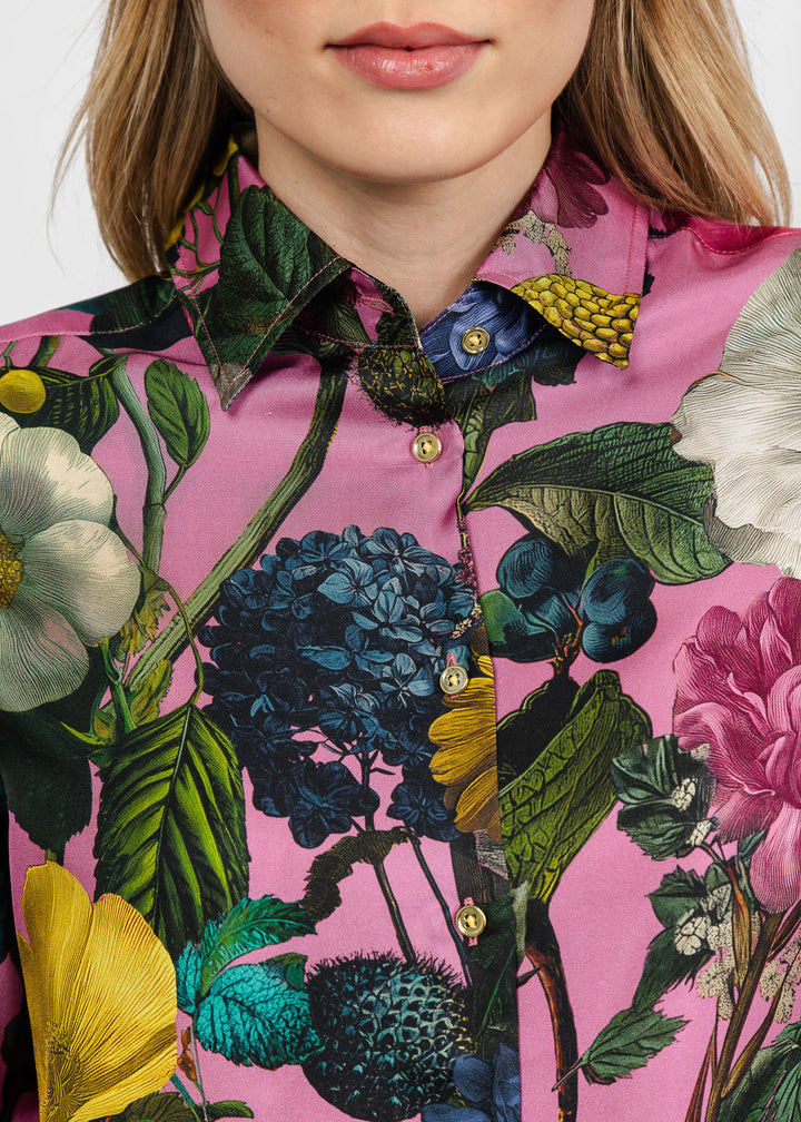 Vilagallo Moody Floral Blouse in Pink Multi available at Barbara Katz
