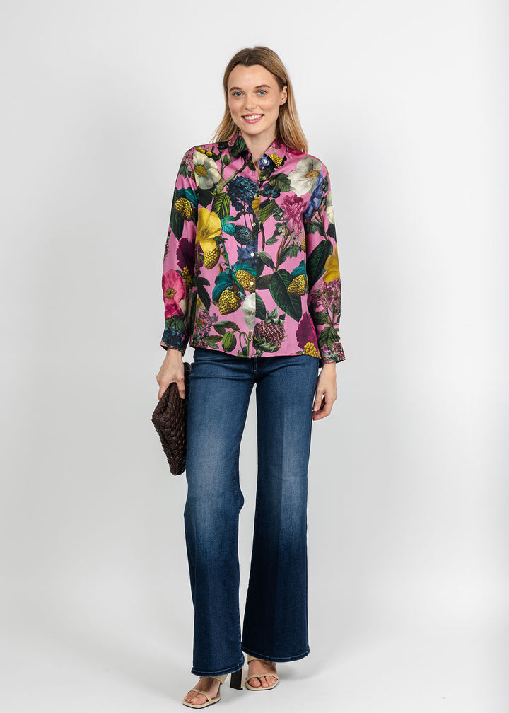 Vilagallo Moody Floral Blouse in Pink Multi available at Barbara Katz