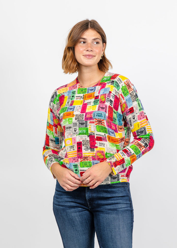 Vilagallo Movie Ticket Sweater - Multi available at Barbara Katz