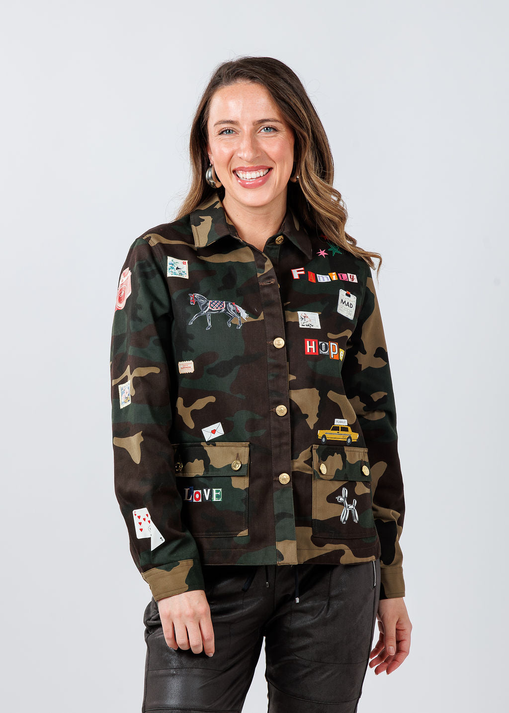 Vilagallo Olivia Camo Jacket available at Barbara Katz