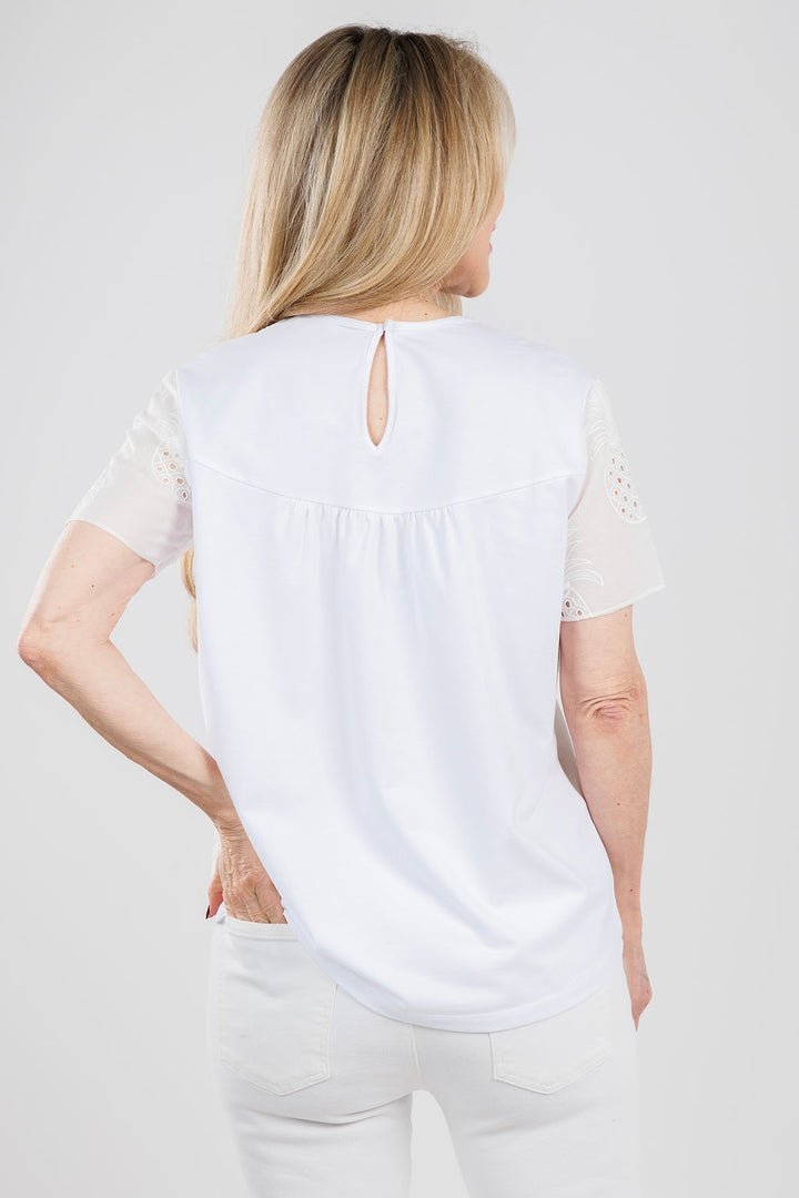 Vilagallo Piña Bordada Tee in White available at Barbara Katz