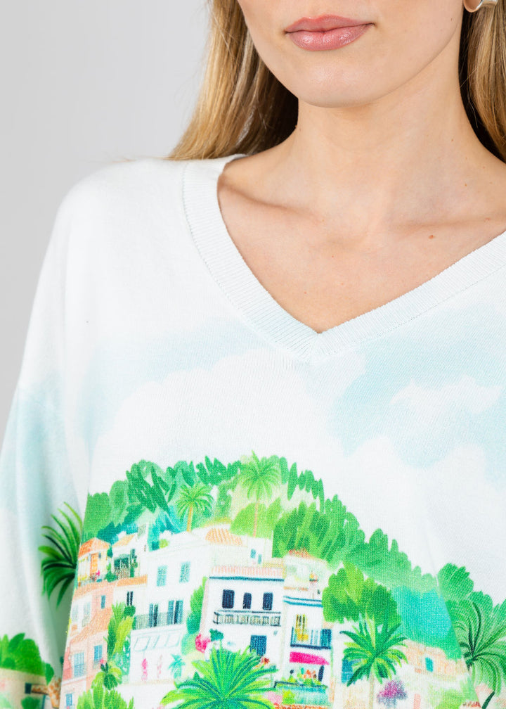 Vilagallo Puerto Banus V-Neck Sweater available at Barbara Katz