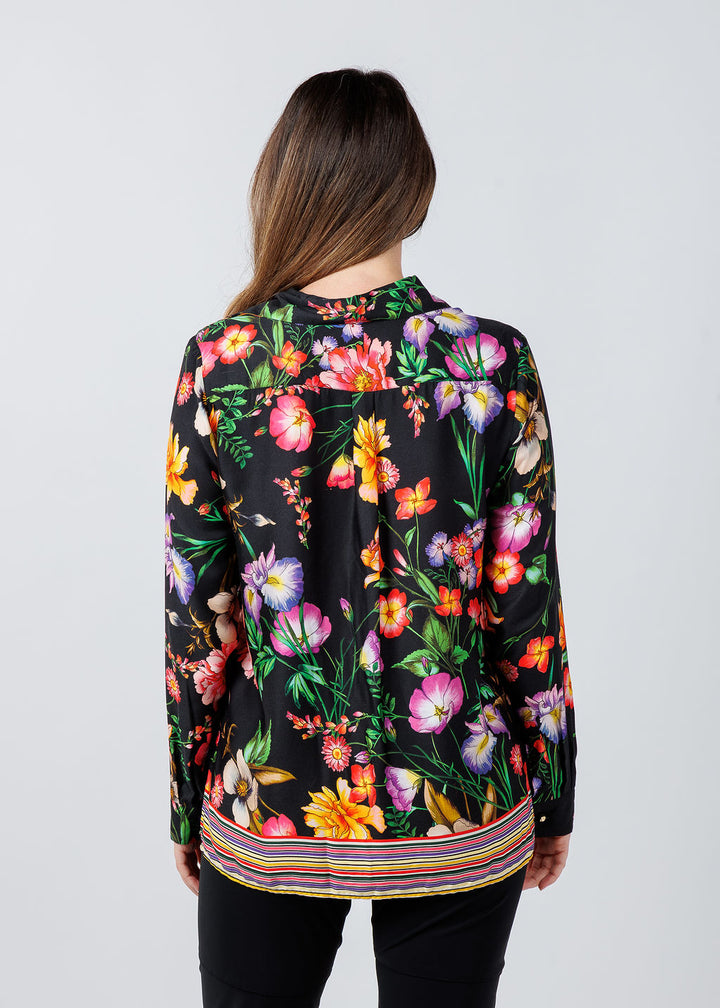 Vilagallo Tea Estampado Flor Blouse in Negro/Multi available at Barbara Katz
