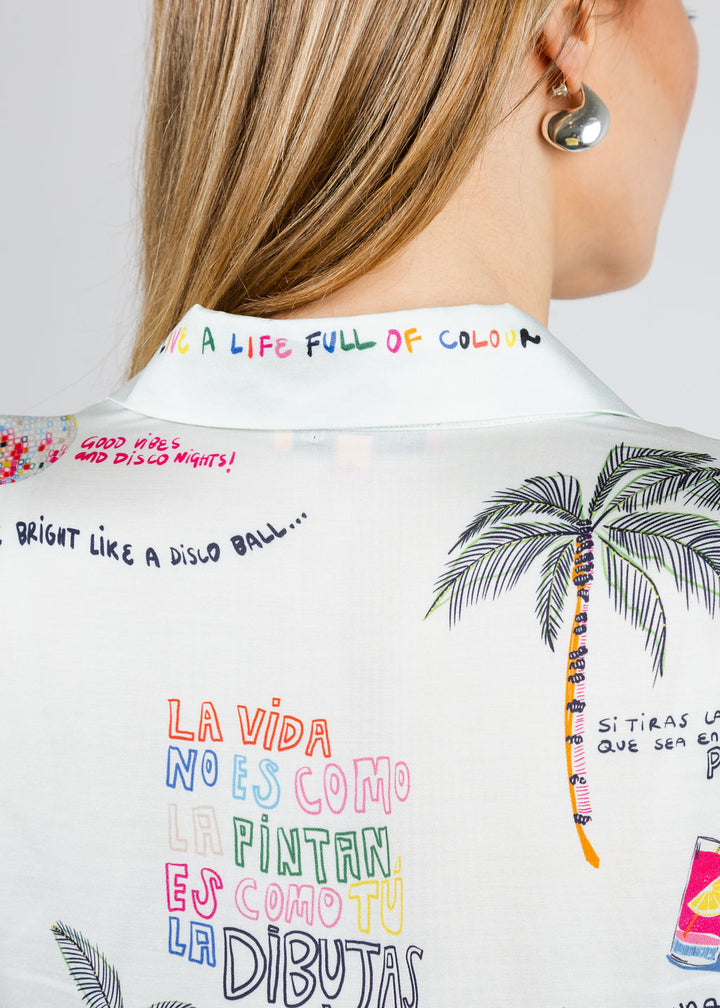 Vilagallo Tea Quirky Print Shirt available at Barbara Katz