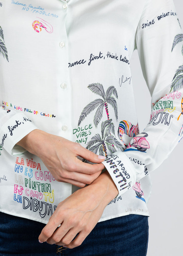 Vilagallo Tea Quirky Print Shirt available at Barbara Katz