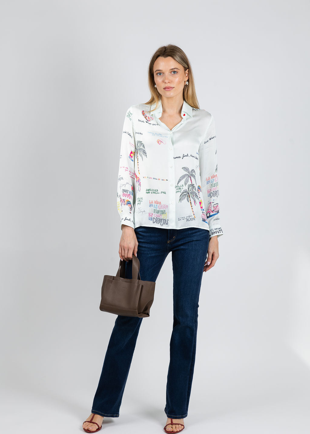 Vilagallo Tea Quirky Print Shirt available at Barbara Katz