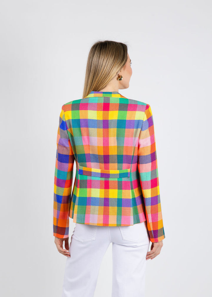 Vilagallo Vichy Gingham Plaid Jacket in Multicolor available at Barbara Katz
