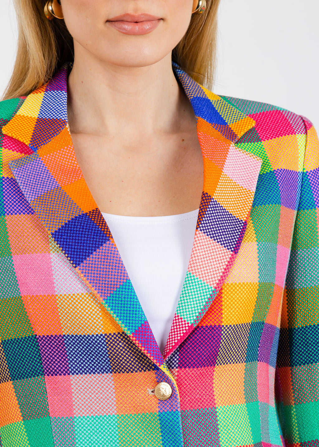 Vilagallo Vichy Gingham Plaid Jacket in Multicolor available at Barbara Katz