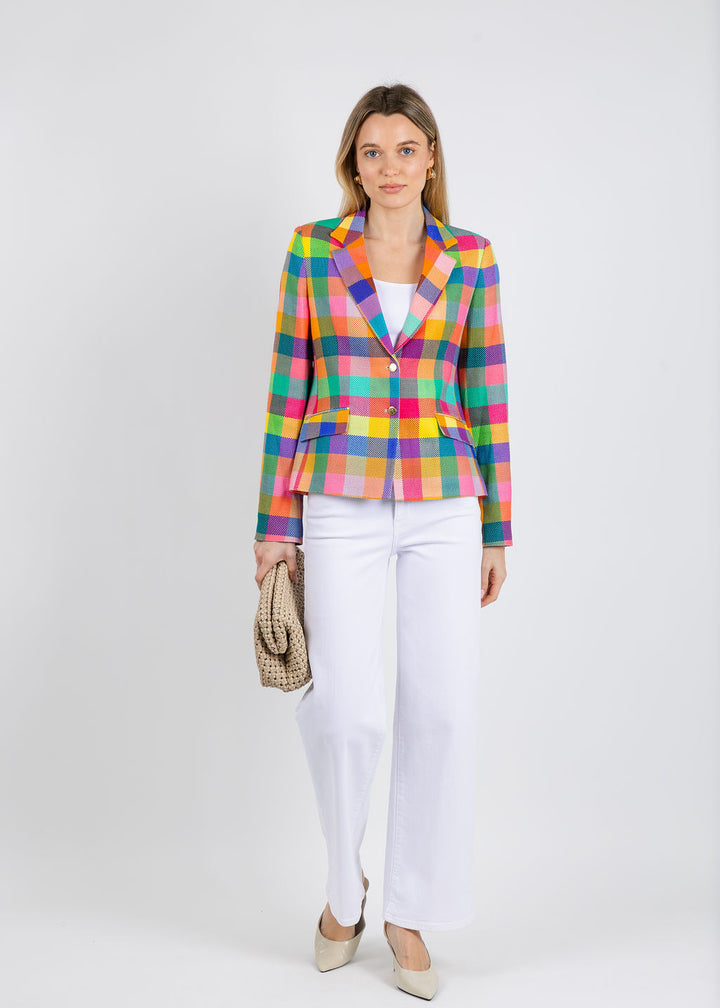 Vilagallo Vichy Gingham Plaid Jacket in Multicolor available at Barbara Katz