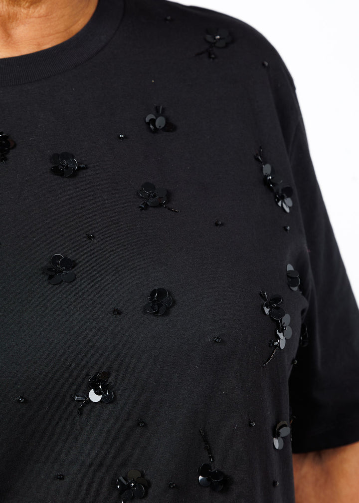 Vilagallo Flores Bordado Top in Black available at Barbara Katz