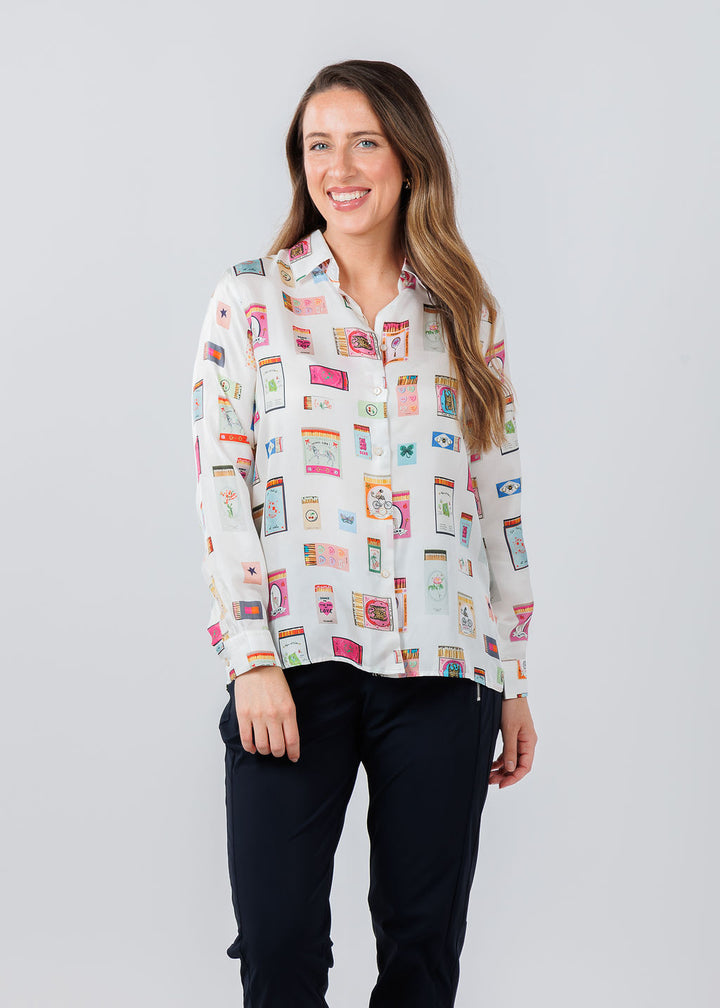 Vilagallo Tea Cerilas Print Blouse available at Barbara Katz