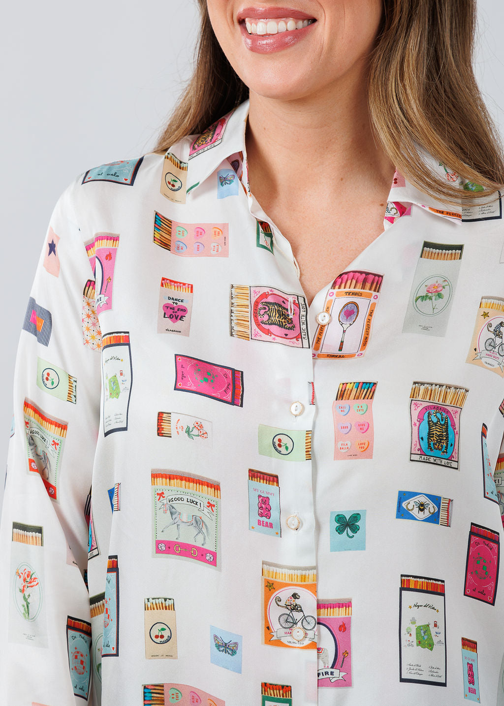 Vilagallo Tea Cerilas Print Shirt available at Barbara Katz