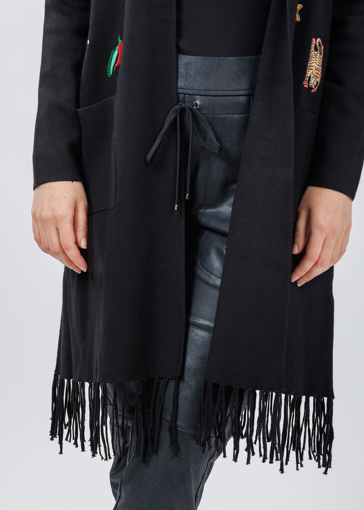 Vilagallo Flecos Cardigan in Black available at Barbara Katz