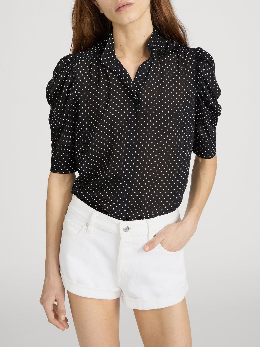 Frame The Gillian Top in Black Multi available at Barbara Katz