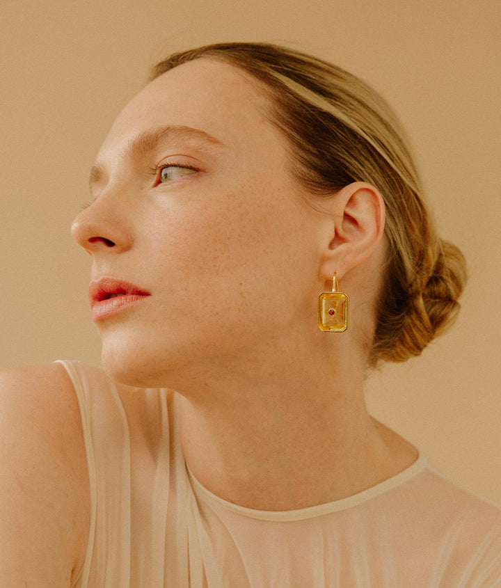 Lizzie Fortunato Tile Earrings in Citrine available at Barbara Katz