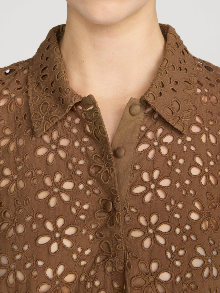 Frame The Downing Eyelet Polo in Moss available at Barbara Katz