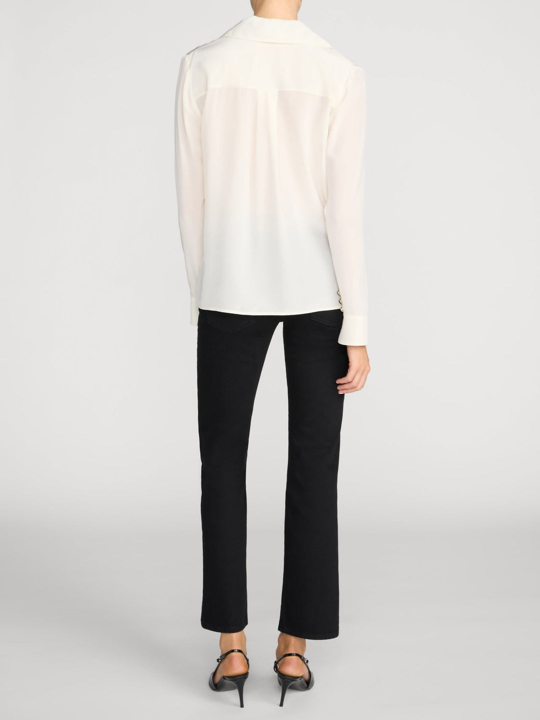 Frame The Contrast Tie Shirt in Cream available at Barbara Katz