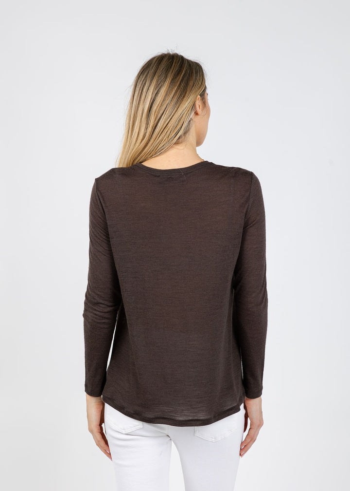 WHYCI Silk Front Long Sleeve Top in Moro available at Barbara Katz