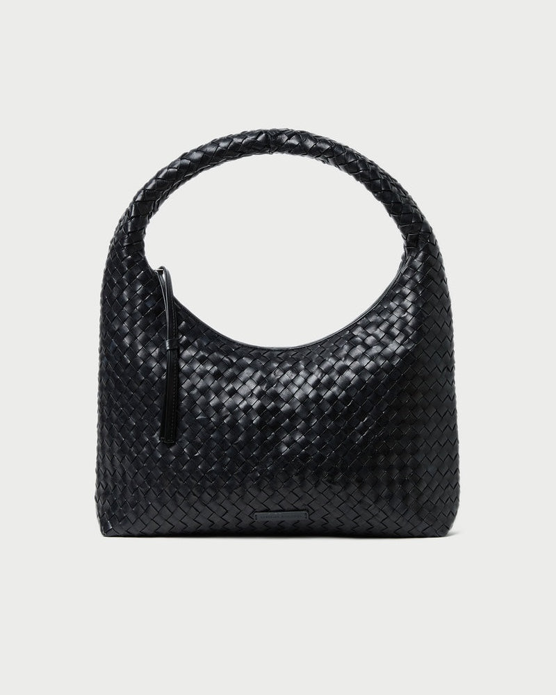 Loeffler Randall Willow Woven Hobo Bag in Black Square Weave Leather available at Barbara Katz