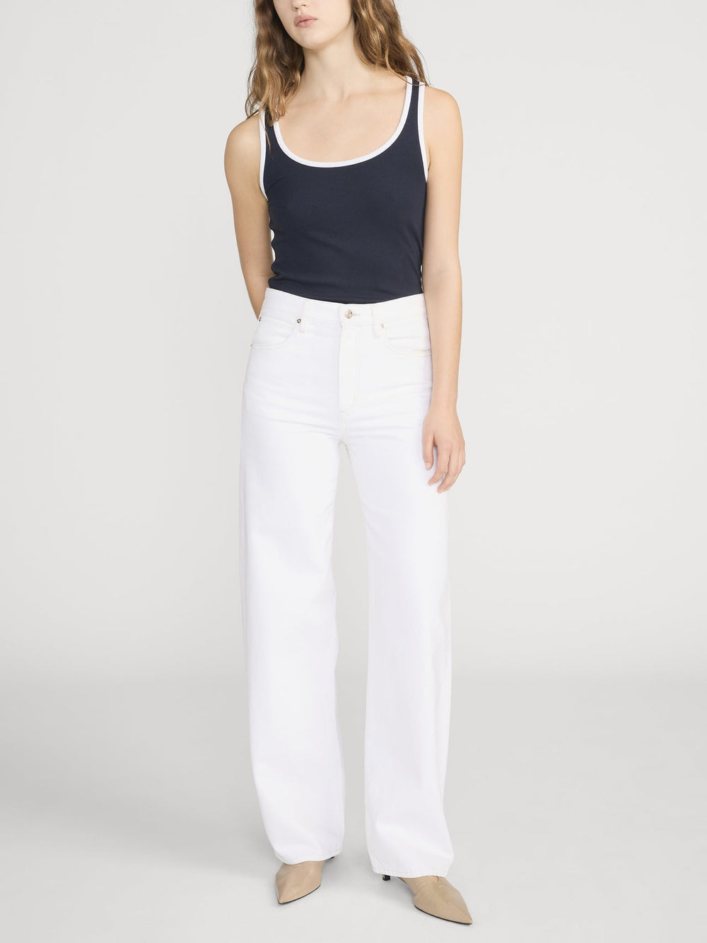 Frame The Sporty Tank Top in Navy available at Barbara Katz