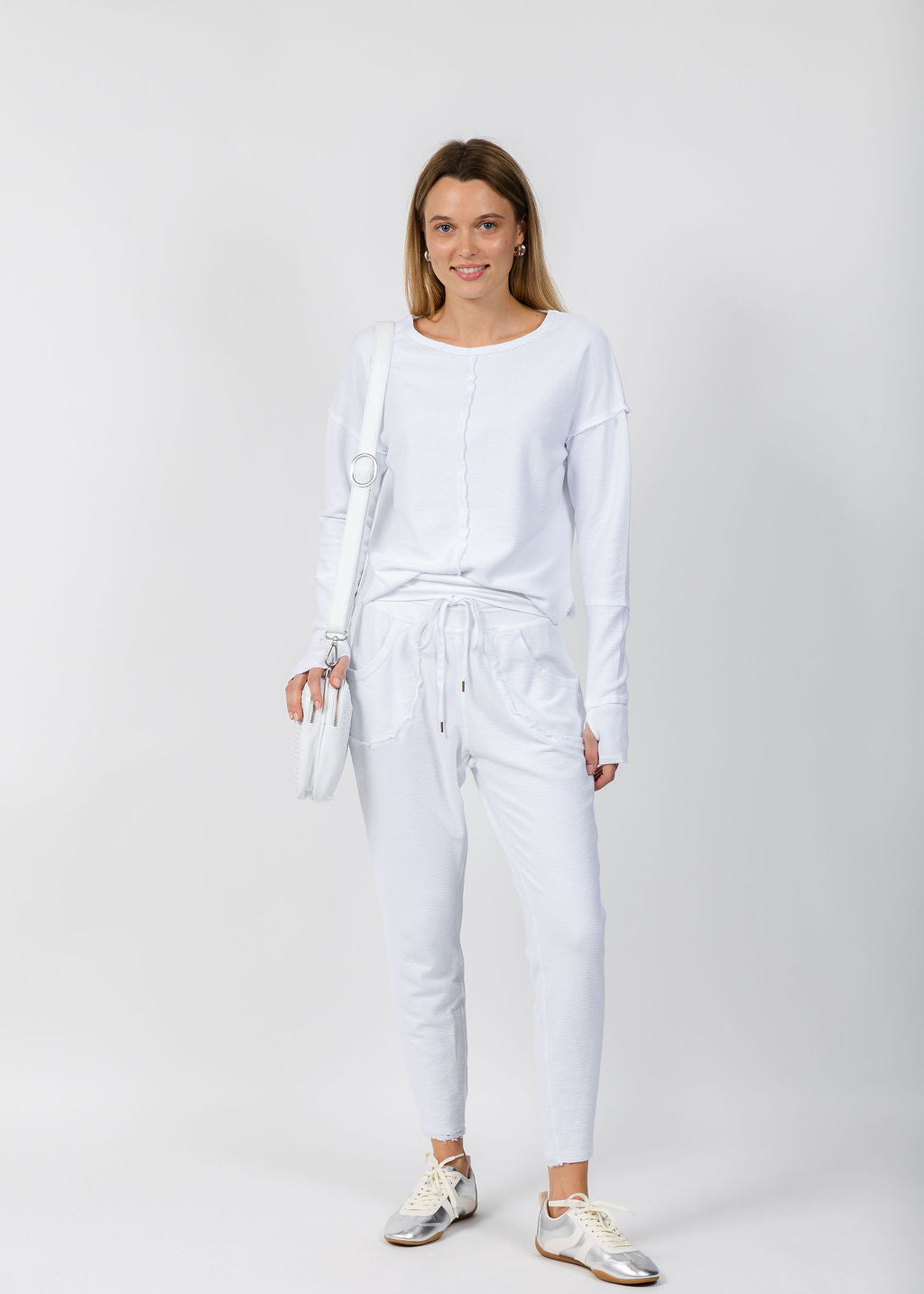 Wearables Annika Sweater and Kiefer Pants in White available at Barbara Katz