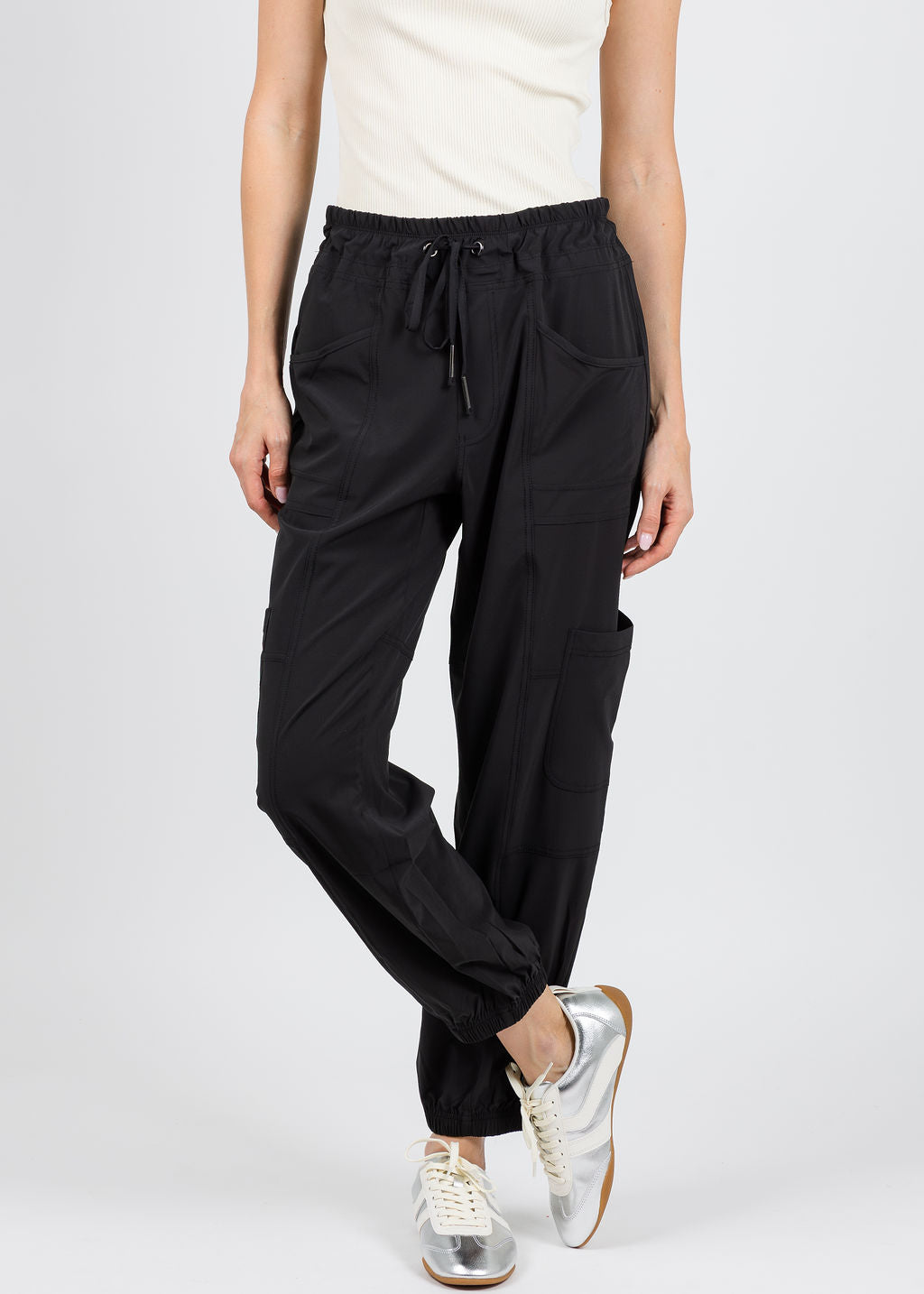 XCVI Wearables Theobald Cargo Joggers in Black available at Barbara Katz