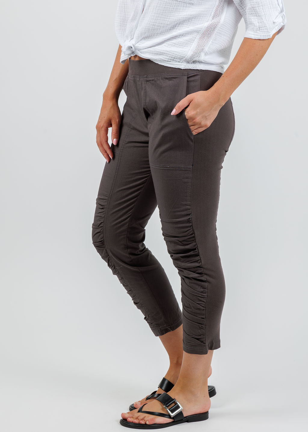 Wearables Geyser Crop Pants in Charcoal available at Barbara Katz