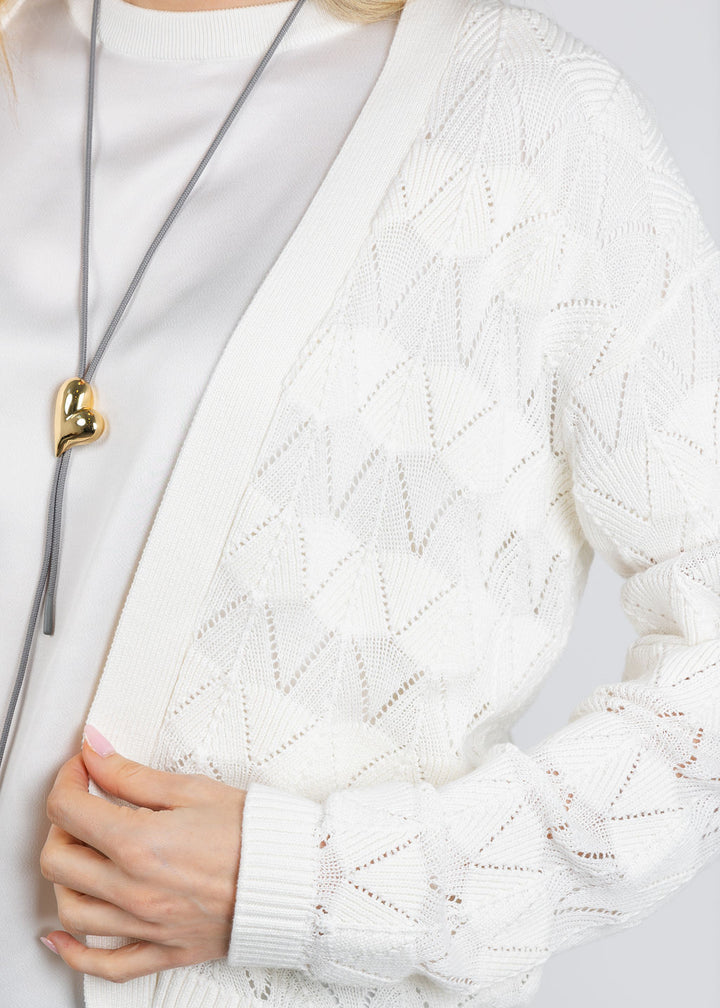 Whisper by Brodie Chevron Stitch Cardigan in Ivory available at Barbara Katz